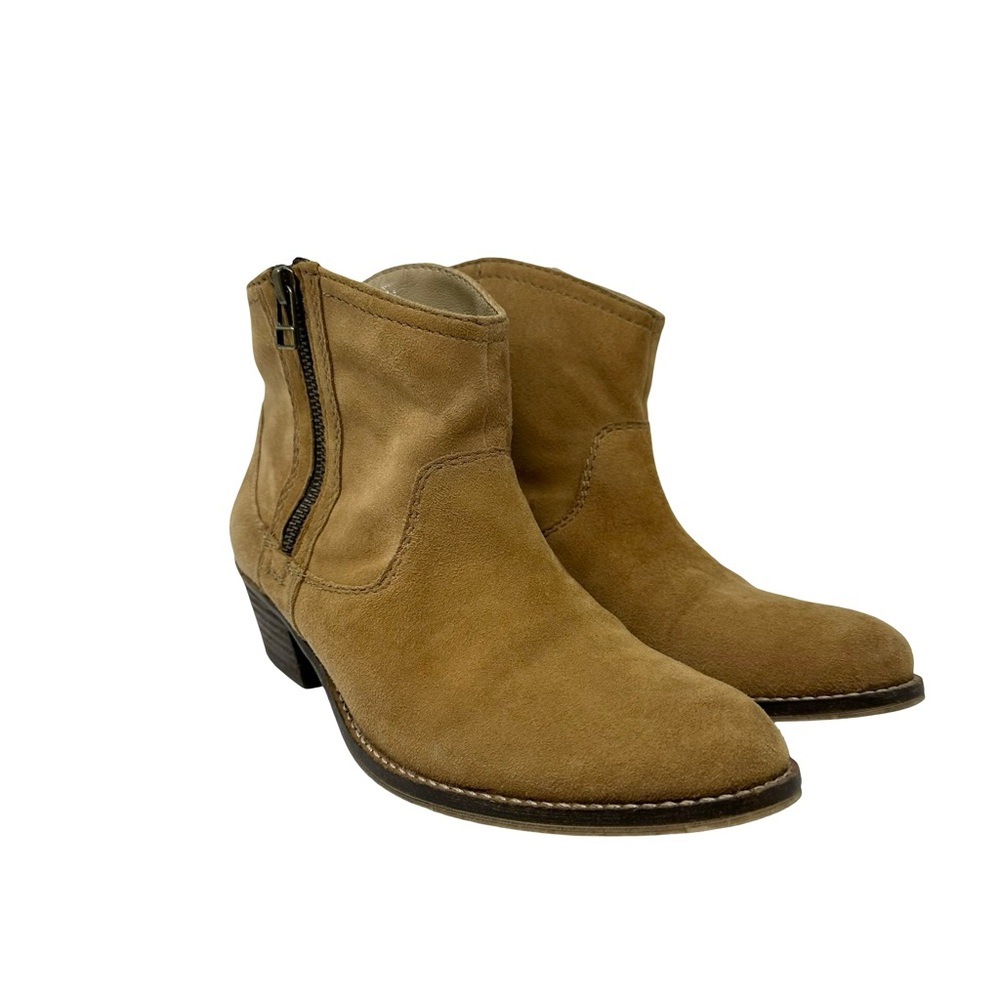 SPM Women’s Vintage Tan Camel Brown Suede Short Booties Boots Size 38 7  7.5